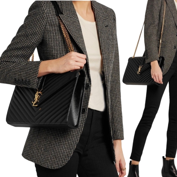 Yves Saint Laurent Handbags - MSRP $3,200 Like New! YSL SAINT LAURENT ENVELOPE LARGE MATELASSÉ GRAIN DE POUDR